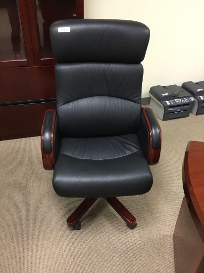 Sacramento Hi-Back Italian Black Leather Chair