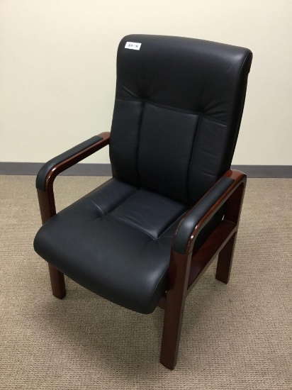 Newport Leather and Walnut Guest Chair