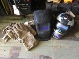 2 Welding Helmets and Assorted Gloves W/Sack