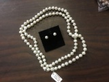 32in. Freshwater Pearl Necklace and Matching Earrings