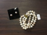 3 Strand 7in. Freshwater Pearl Bracelet and Matching Earrings