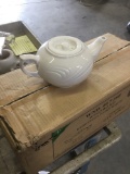 Windward Embossed Ivory White Teapots