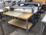 3 Metal and Wood Utility Work Tables w/Lights