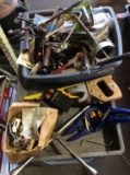 Box Of Assorted Tools And Portable Air Compressor and small hand tools