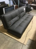 Relax-a-Lounger Merrilyn Euro Lounger Convertible Sofa in Black leather