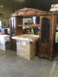 Carved Wood Entertainment Center with side cabinets