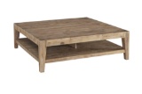 Large Wood Coffee Table in Rustic Natural/Black Base Color