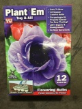 Box of assorted As Seen on T.V. Plant Em flowering bulbs and flower and tomato rockets