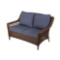 Hampton Bay Spring Haven Brown All-Weather Wicker Outdoor Patio Loveseat with Sky Blue Cushions