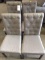 (4) Grey Tuffted Fabric Dining Chairs with Wooden Legs