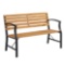 Walker Edison Furniture Company 48in Brown Metal and Wood Outdoor Bench