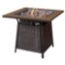UniFlame Bronze Faux Wicker 32in Propane Gas Fire Pit with Ceramic Tile Surround
