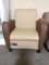 Brown and Tan Faux Leather Lounge Chair w/Front Electrical Outlets