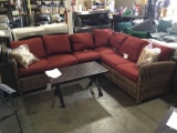 Leisure Made Dalton 5-Piece Wicker Outdoor Sectional Set with Red Cushions