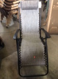 Grey and Black Lay-Down Pool Chair with Headrest