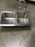 Dual Basin Stainless Steel Sink With Stainless Steel faucet