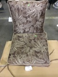 (2) Brown Flower Pattern Chair Cushions