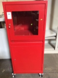 Locking Industrial Computer Cabinet with Enclosed Monitor Area w/Window