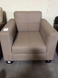 Tan Faux Leather Lounge Chair
