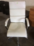White and Silver High Back rolling chair