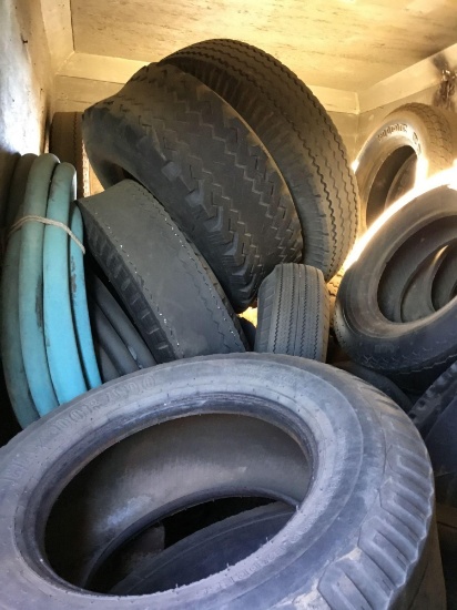 Assorted tires inside Milk Truck