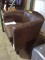 Delacora BS-BIAC0010 Simon 29 Inch Wide Wood Framed Leather Accent Barrel Chair