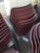 (10) Burgundy Metal and Plastic Stacking Utility Chairs