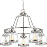 Progress Lighting Judson Collection 5-Light Polished Nickel Chandelier with Shade