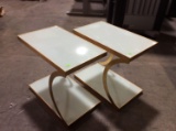 Lot of (2) Gold and Glass End Tables