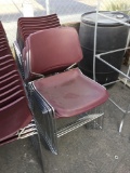 (30) Burgundy Metal and Plastic Stacking Utility Chairs