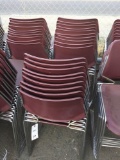 (20) Burgundy Metal and Plastic Stacking Utility Chairs