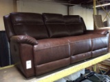 Loon Maricopa Manual Motion Brown Leather Reclining Sofa