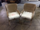 (2) Hampton Bay Outdoor Wicker Chairs w/Bare Cushions