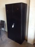 Tall Black Locking Metal Utility Cabinet