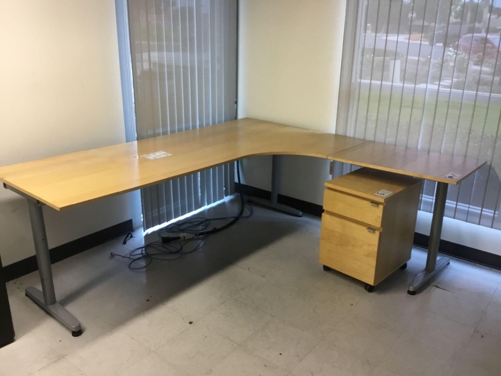 Lot Ikea Galant Office Desk And Two Drawer Filing Cabinet