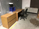 Large Wooden Desk, (2) Cabinets and (1) Chair