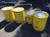 (4) Large Yellow Chemical Waste Cans