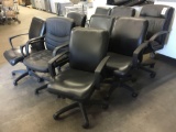 (9) Assorted Leather Rolling Office Chairs