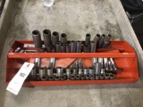 Red Tool Tray with Assorted Sized Sockets