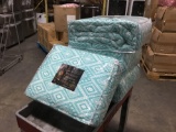 (4) MudHut Maroq Queen Quilt and Pillow Sham Sets (Teal)