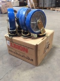 (4) Albion, Caster Gold and Blue Cart/Rack Wheels