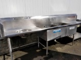 (1)Industrial Sink. District# C000127323. 12 foot. Double sinks & 1 Strainer sink.