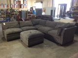 Grey Large Sectional Couch with Ottoman