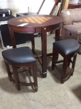 Round 5 Piece Wood Game Table with Matching Stools