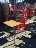 Lot of Red School Desks