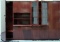 Deluxe Wall Unit with 2 drawer cabinets, 1 glass hutch, 1 hutch, and 2 side cabinets in Brown Walnut