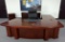 9ft. Left Return Washington Executive Desk, Mountain View High-Back Chair, and credenza