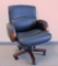 Sacramento Black Italian Leather w/Enriched Walnut Wood Color Mid-Back Chair