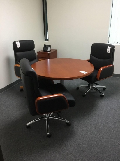 Cape Town 47" Meeting Table and (3) Mid-Back Chairs