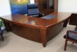 8ft. 6in. New York Deluxe Executive Brown Walnut L-Shaped Desk